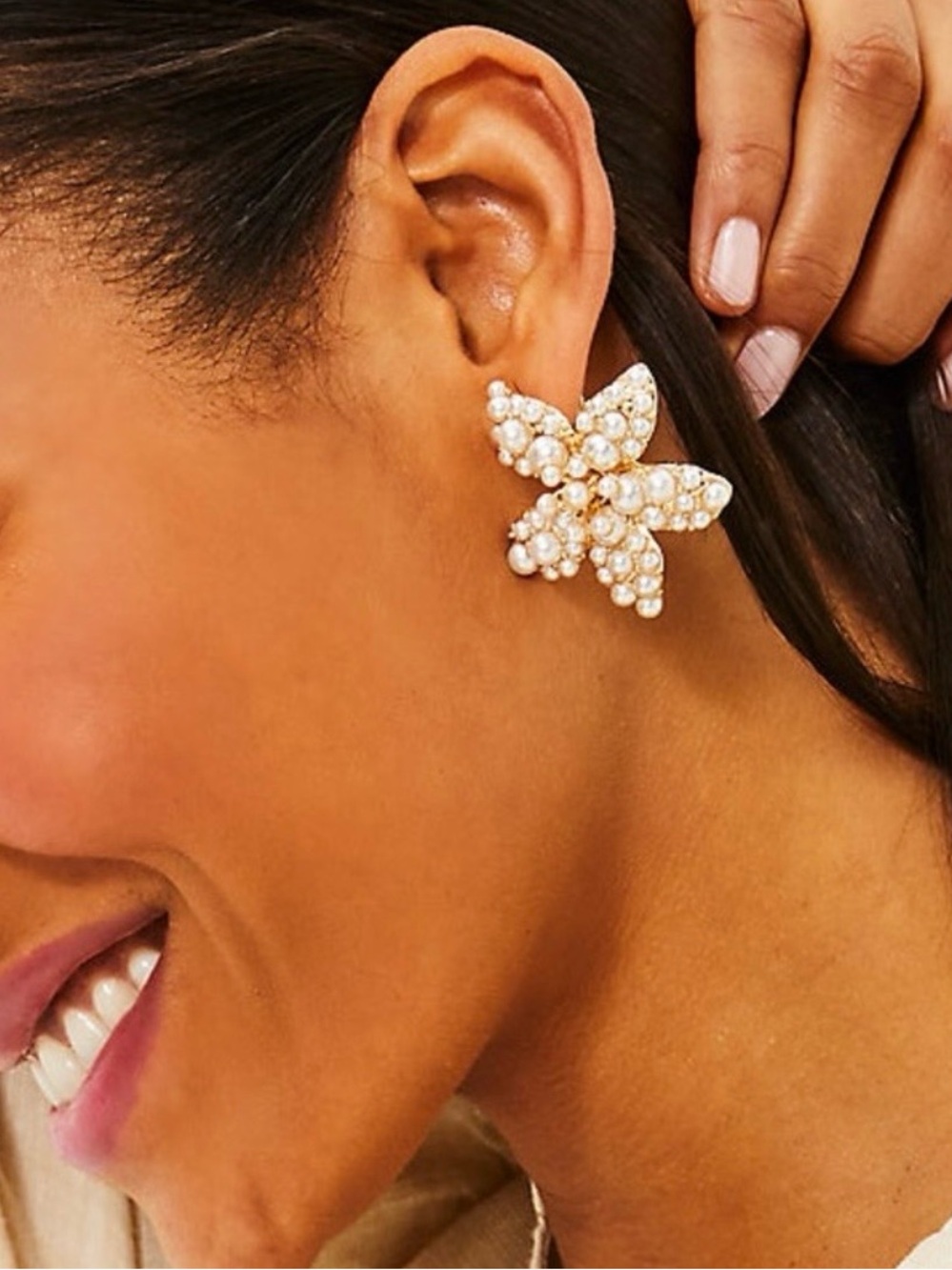 NWT Lilly Pulitzer Starfishing Pearl Gold Earrings